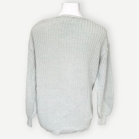 Old Navy Slouchy Drop Sleeve V-Neck Gray Knit Long Sleeve Tunic Sweater. XS. - Picture 4 of 8